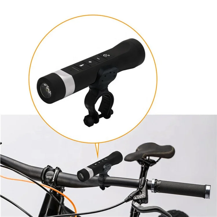 MGITEC Multifunctional LED Bike Flashlight with Portable Bluetooth Speaker and Power Bank Function