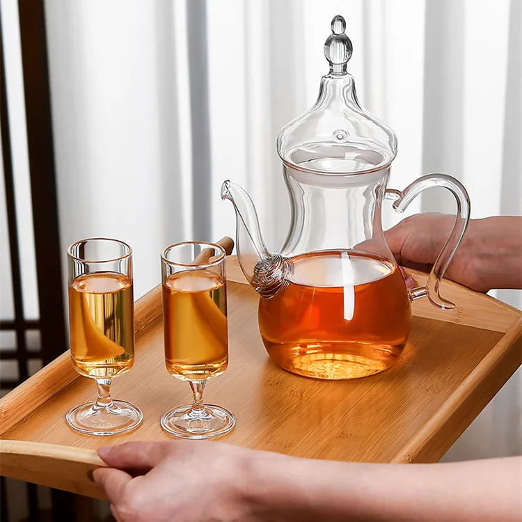 Théière Marocaine En Verre Borosilicate – Capacité 600 Ml – Dimensions 16x18 Cm – Léger, Résistant Aux Chocs Thermiques – Artisanal