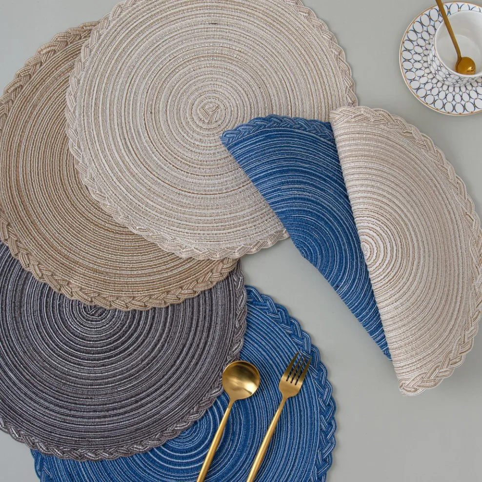 Table Mat Draw Color Nordic Lace Three Braid Cotton Yarn Ramie Round Woven Coaster ...