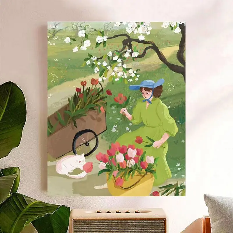 Whimsical Farmhouse Wall Art Canvas Print Orange Orchard Vibrant Green Orange Neutral Tones Living Room Bedroom Home Decor