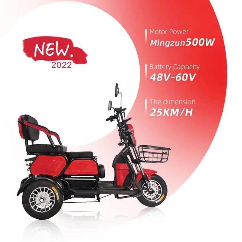 2022 Factory New Design Direct Sale Electric Tricycles 500w 48v Family