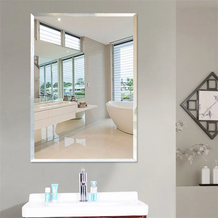 product interior frameless mirror odm simple silver rectangular beveled decorative cheap frameless mirror for bathroom-1