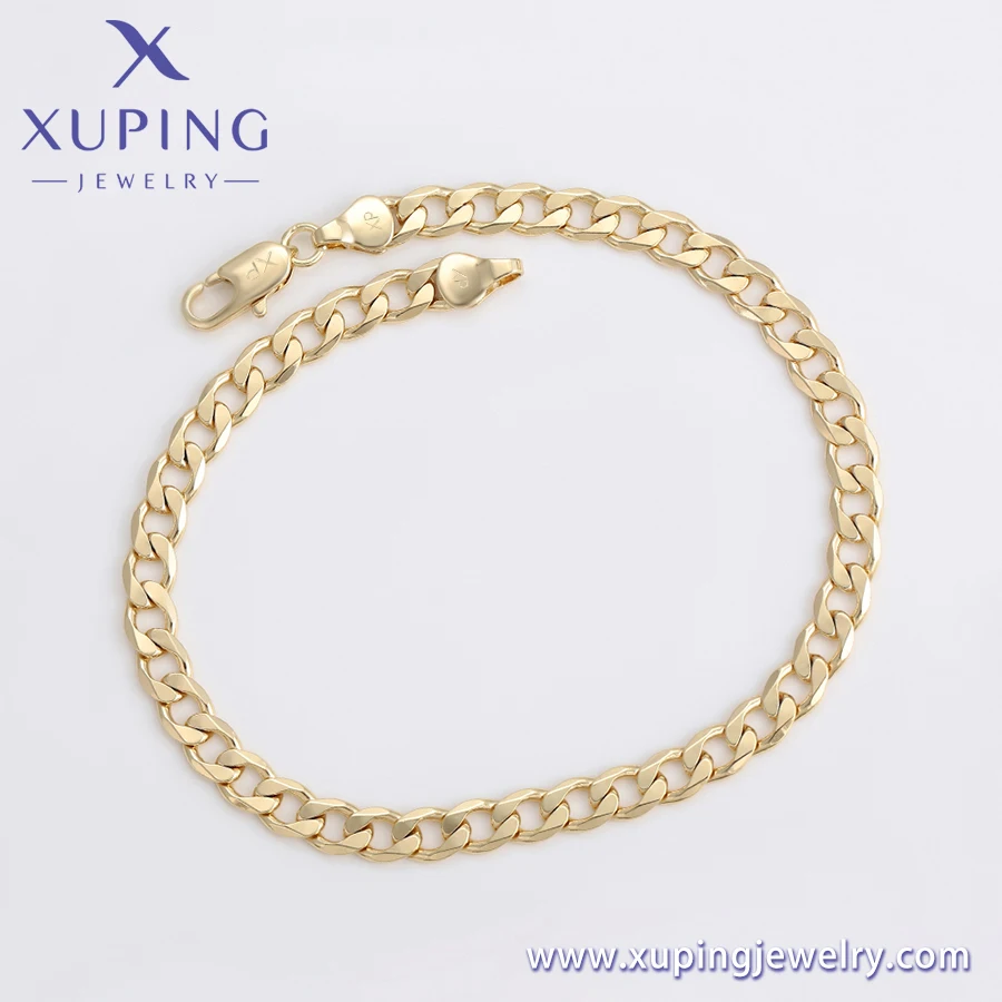 Xuping  Jewelry Environmentally Friendly Copper 14k Gold Plated Cuban Chain Link Bracelet