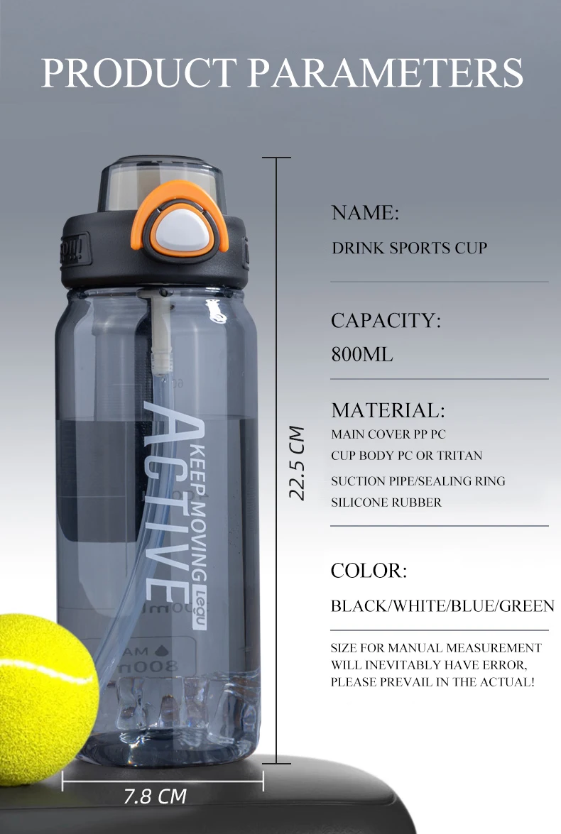 Customized Large Capacity Tritan Sports Water Cup New Adult Fitness Plastic Bottle Direct Drinking Straw for Camping