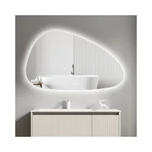 New design vanity asymmetric organ shape dimming bathroom mirror irregular led mirror backlt