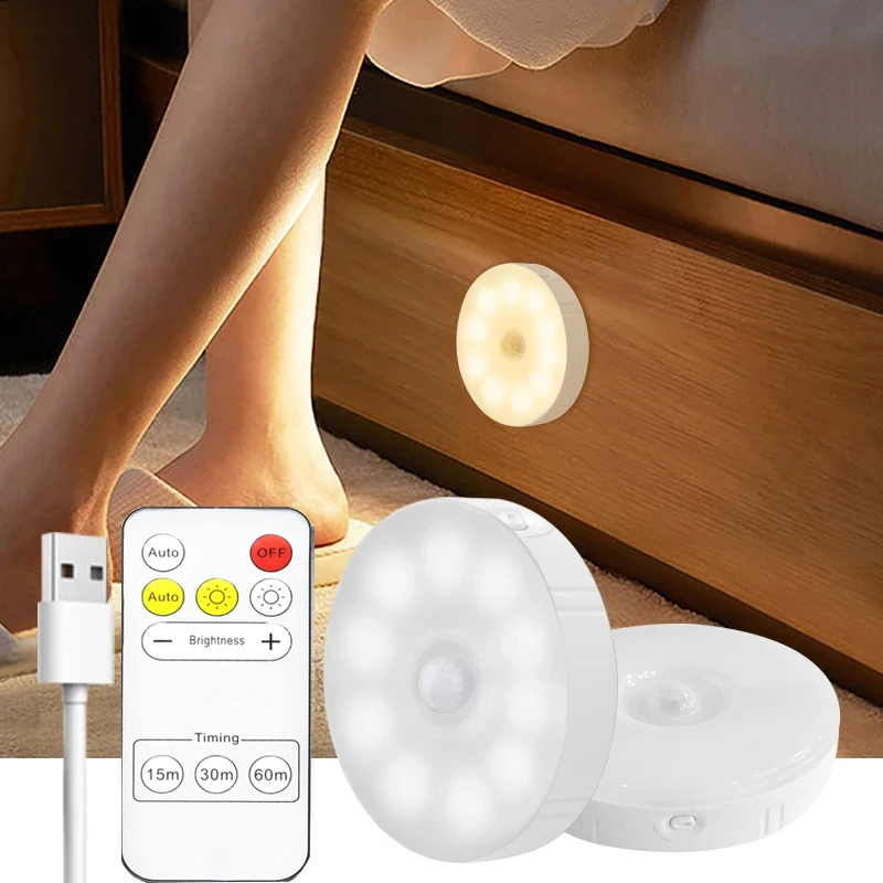 10Leds Stairs Corridor Wall Lamps Adjustable 1000mAh Chargeable LED Motion Sensor Cabinet Night Light With Remote Control