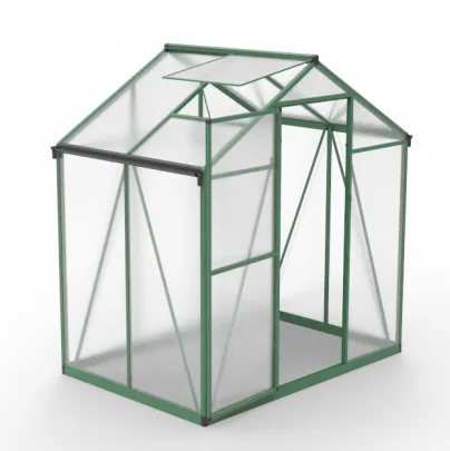 6 x 4  FT Green Color Polycarbonate Garden Greenhouse with One Sliding Door