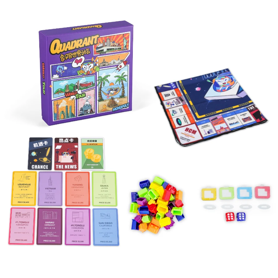 Factory Direct Sale Foldable World Theme Custom Printing Monopoli Board Game With Paper Board