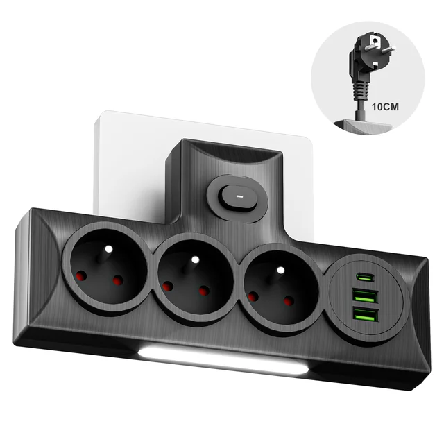 New Design French Wall Socket 3 Ways Power Strip With USB TYPE C Extension Socket Wholesale