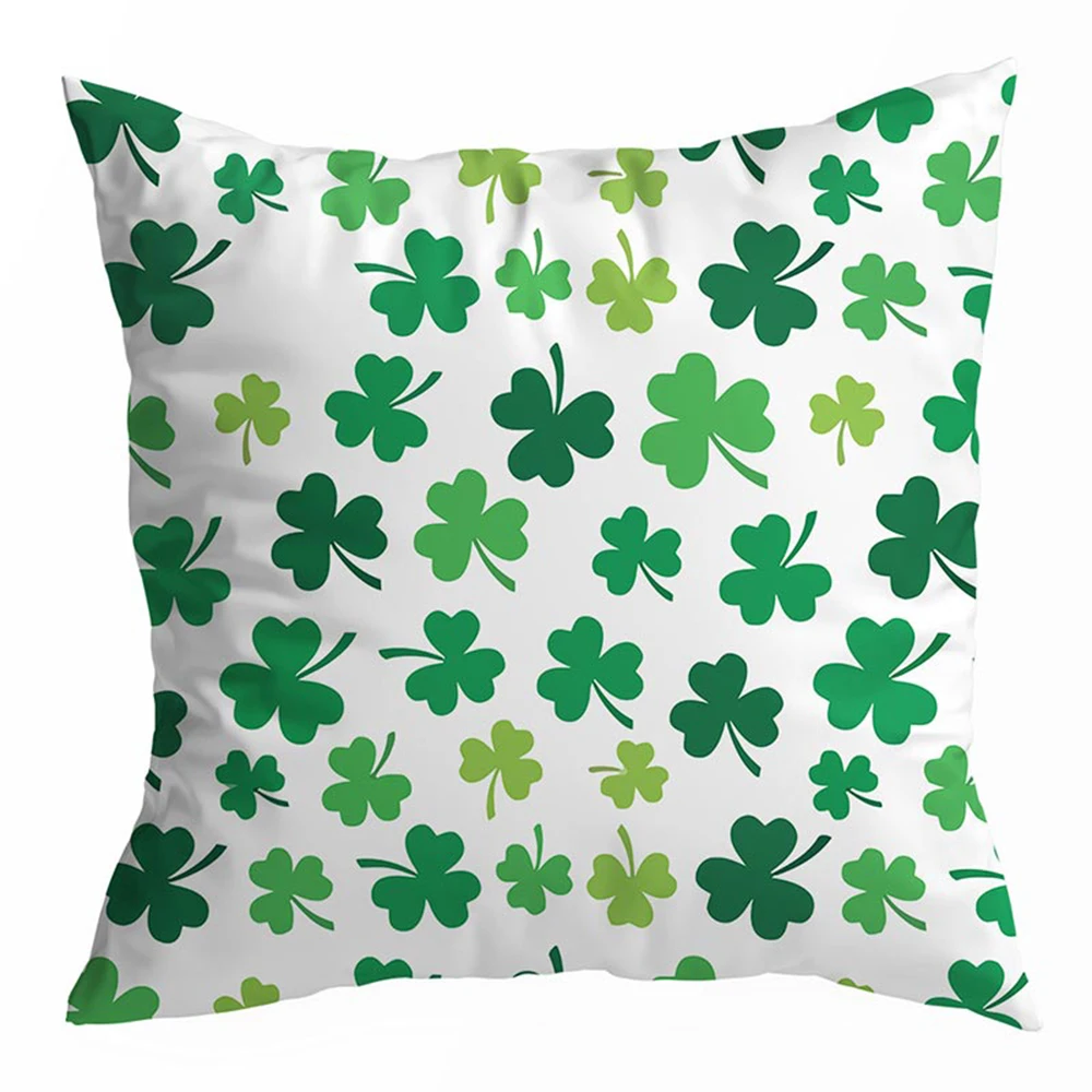 St Patrick's Day Pillow Cover,Nature Spring Clover Leaf Floral Green