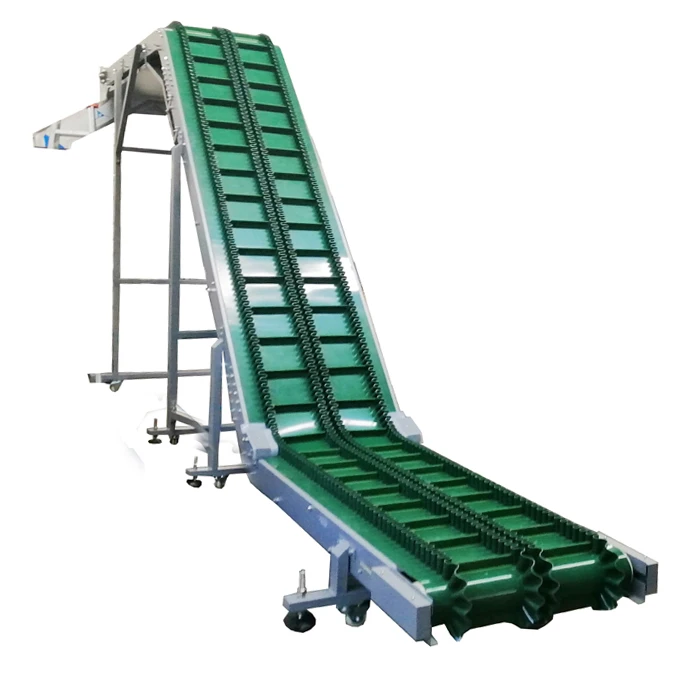 FM-3F3 PVC Inclined Mobile Chain Belt Conveyor System With Cover and Hopper Focus Machinery