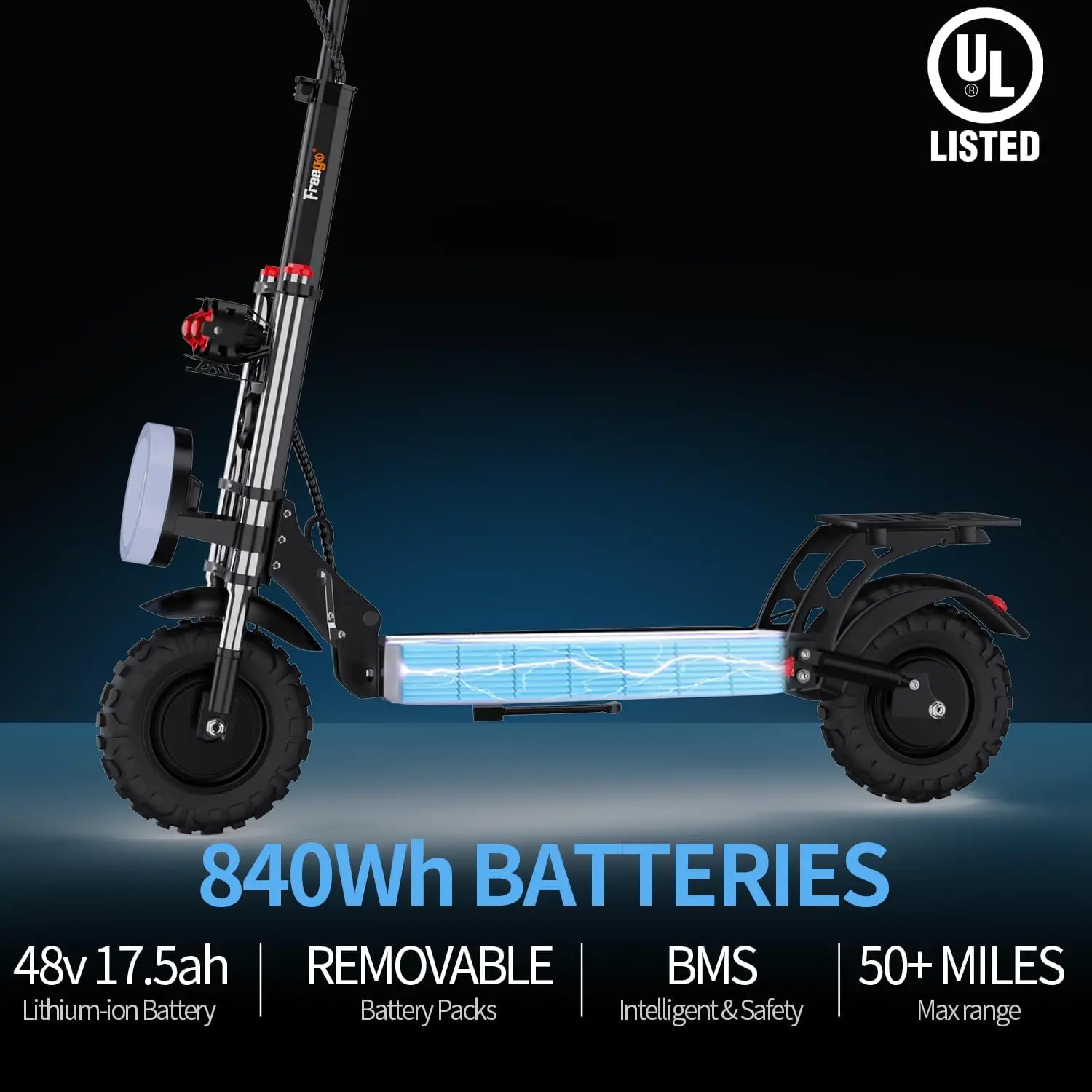 Freego US Warehouse E Scooter ES-11 Pro Electric Scooter 48V/17.5Ah Max 50 Miles Range 2400W Dual Motor Max 37 MPH