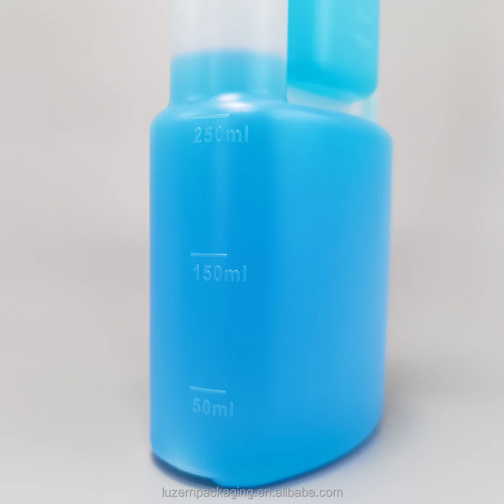 8 Oz 250ml Hdpe Double Neck Measuring Plastic Dosing Bottle For Liquid