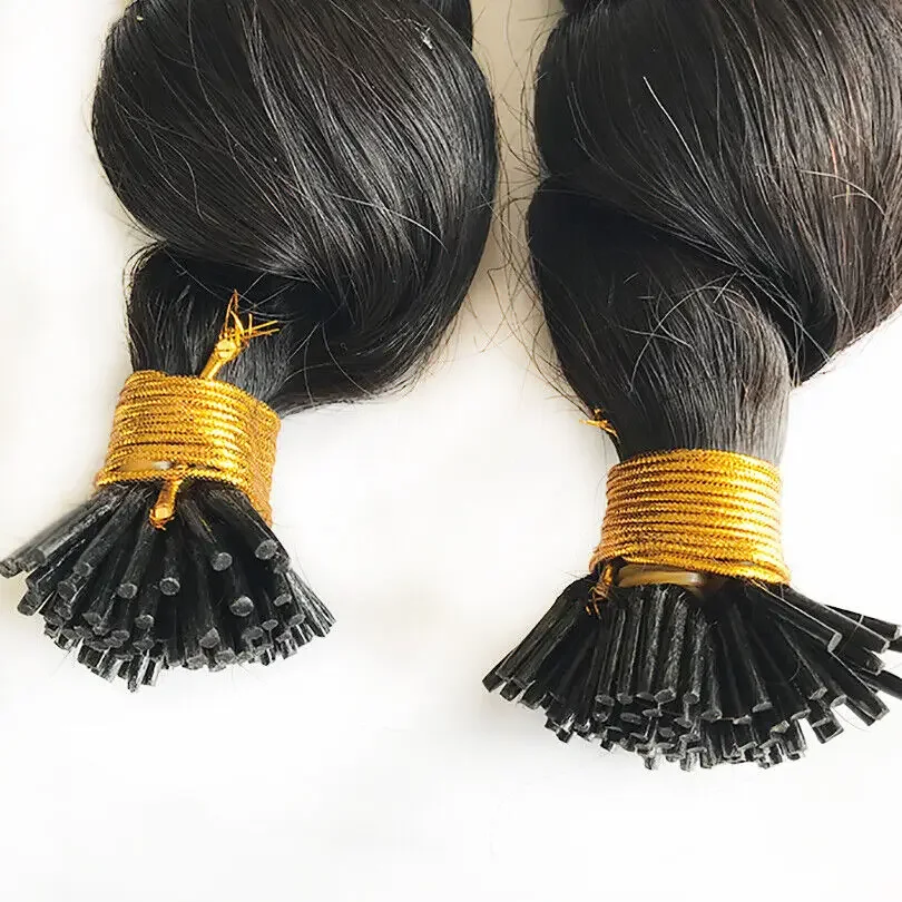 Extensions de cheveux humains brésiliens Loose Wave pré-collés Micro Link Stick I Tip 100 g 100 mèches_voghion.com