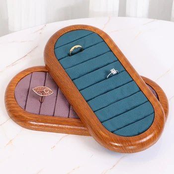 Wholesale Wood Ring Display Trays Velvet Jewelry Display Show for Counter Classical Ring Display Trays