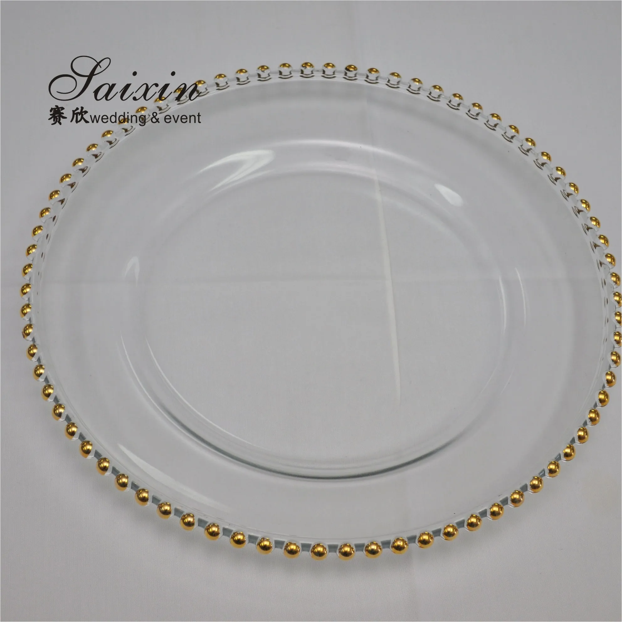 Factory Hot Sale Clear Glass Charger Plate With Black Rim For Wedding Events Buy Charger Plate