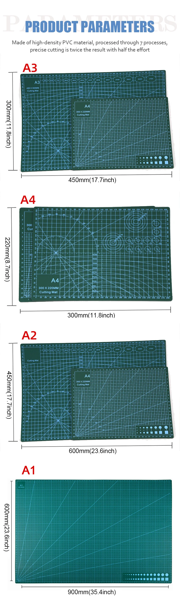 Double Sided Sticky Craft Accessories Mat Sewing Blue Cutting Mat A2 A3