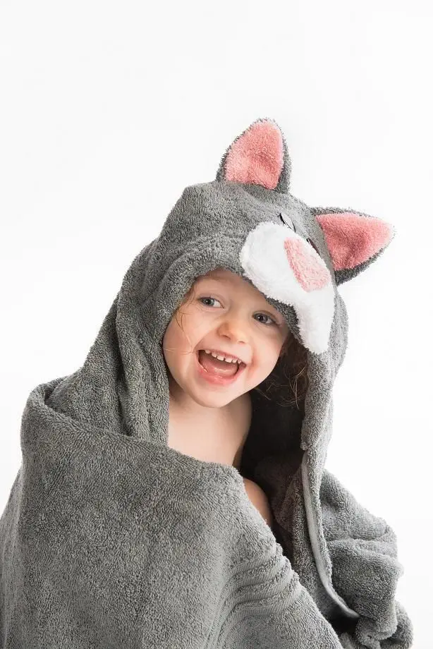 Fast Delivery Cotton Terry Animal Shape Baby Bathrobe New Style Kids Hooded Bath Towel manufacture