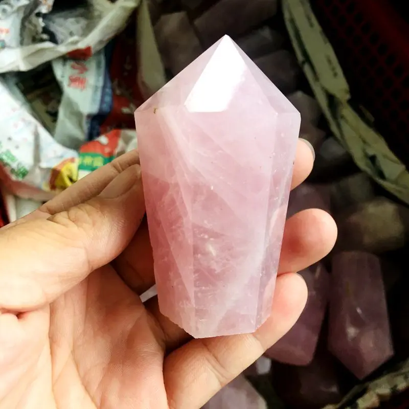 新品玫瑰石英石玫瑰粉天然水晶点塔玫瑰石英塔用于治疗 - buy rose