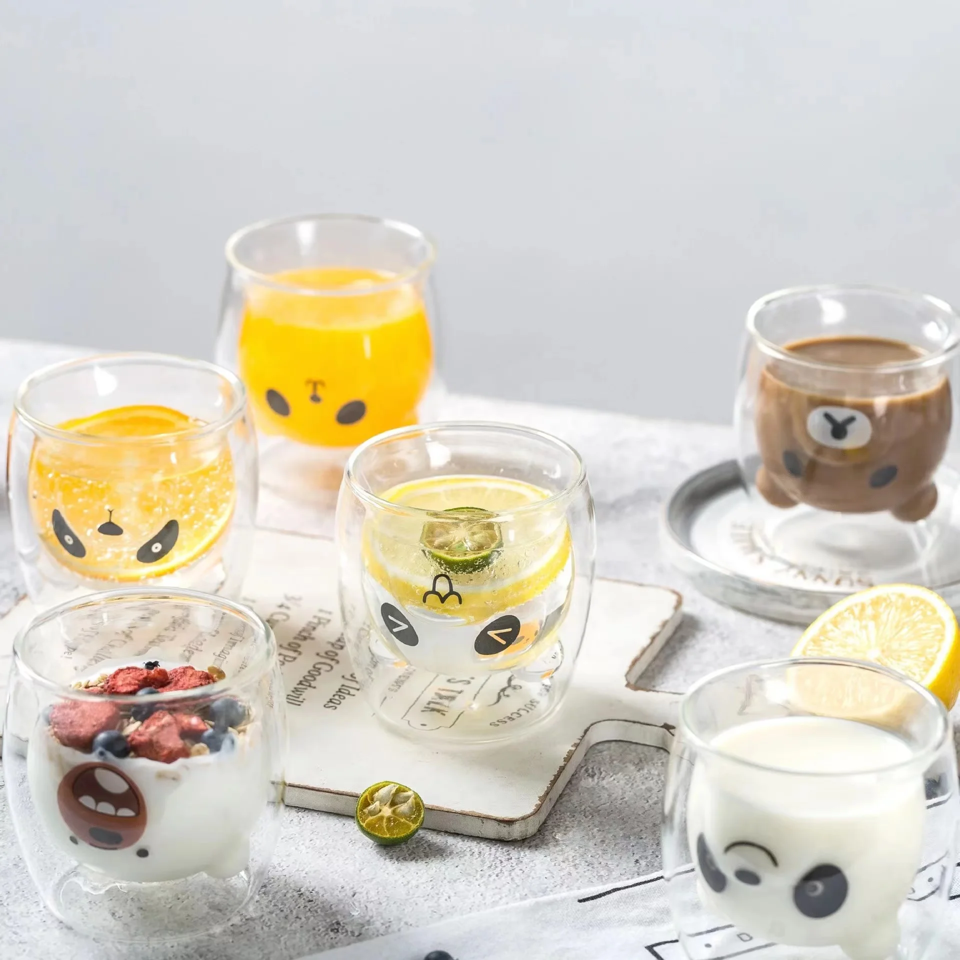 Cute Double Wall Glass Cups, Animal Designed Coffee Cups, Tea Cups, Glass  Mugs