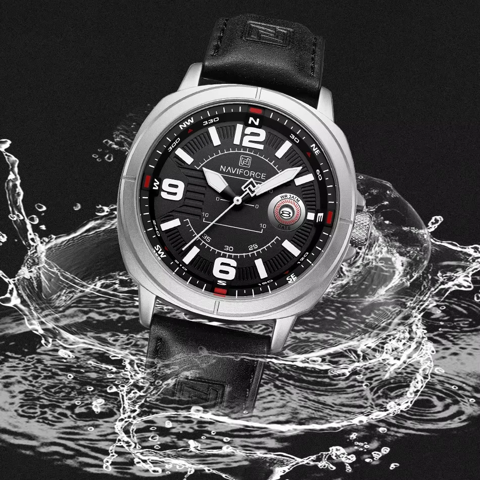 NAVIFORCE 8078 Men's Quartz Watch with Leather Band