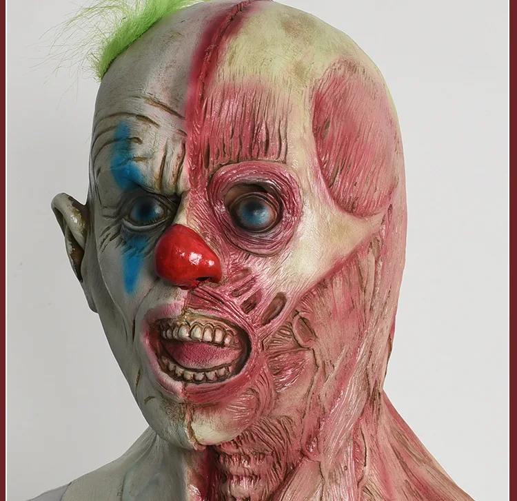 2024 New Style Red Nose Clown Zombie Full Face Mask Horror Cosplay Latex Mask