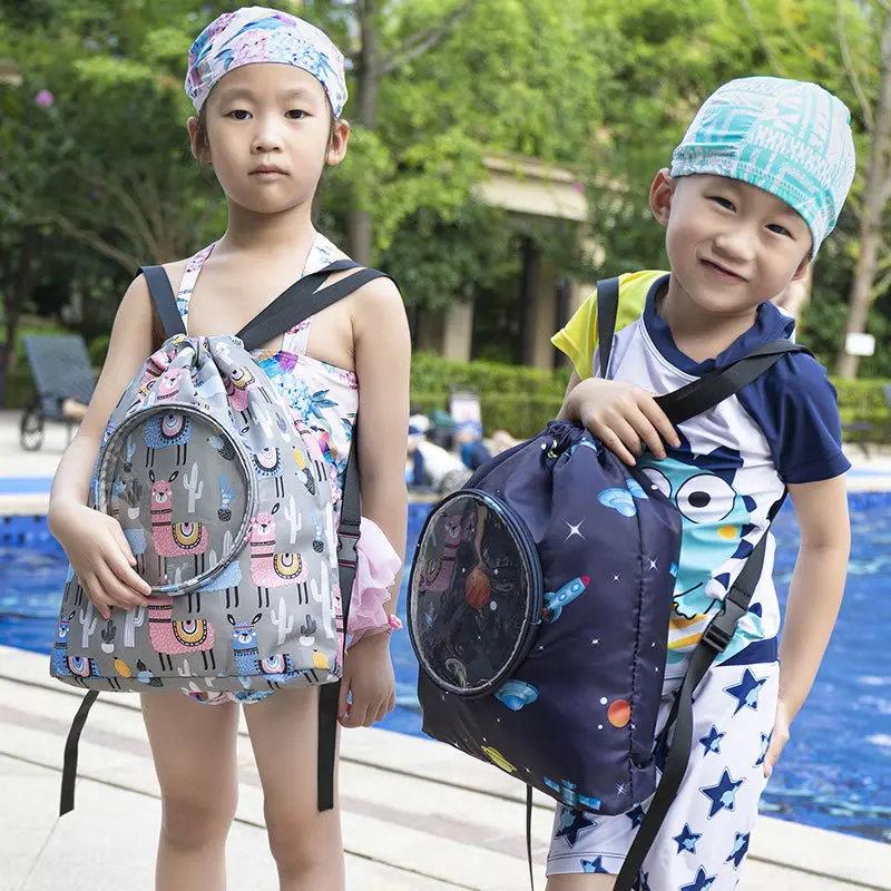 Sac à Dos Piscine Enfant Imperméable - Motif Requin - Cordon Réglable Natation Plage Sport