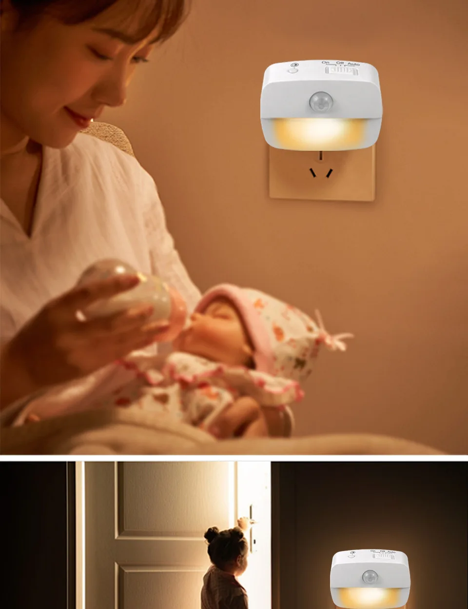 off energy saving motion sensor plug in socket led night light-40