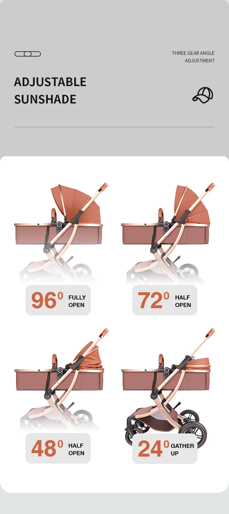 Hot Luxury Big Wheels High Landscape Pram Baby Stroller, New Design 3 in 1 Baby Doll Pram Stroller