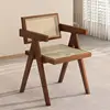 Walnut-colored solid wood-double-sided rattan weaving