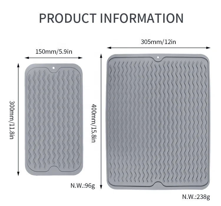 Silicon Dish Drying Mat Heat Resistant Table Mat for Multiple Usage Dish Drainer Silicone Dish Drying Mat for Kitchen Counter