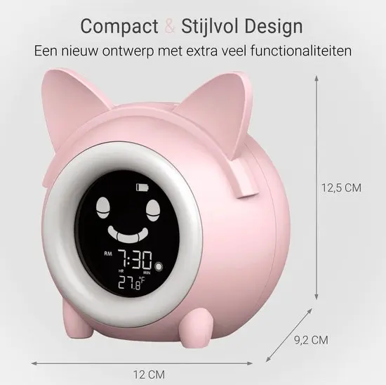 KG-2715 Antique Style Digital Children's Sleep Trainer Clock Cute Cat Design Brightness Changing Feature USB for Household Car - Image 3