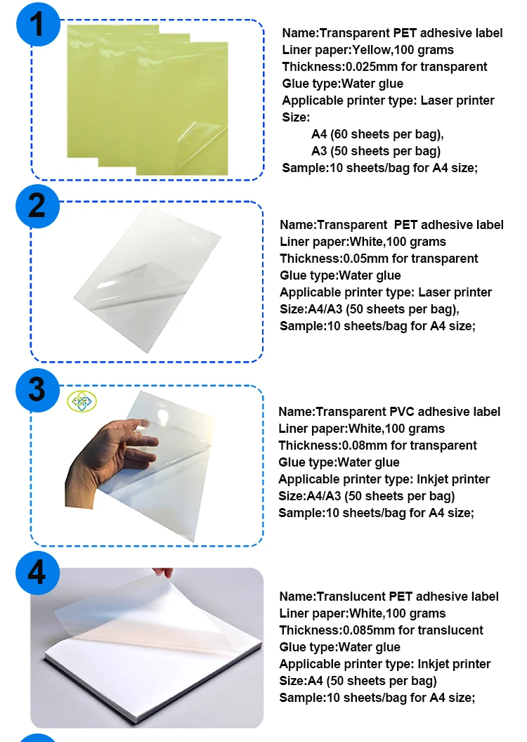 A4 PET UV Matte Silver Sticker Paper Label Waterproof Anti-scratch Tear-off  Risistant High Temperature Resistant For Use In Inkjet Or Laser Printer 8.