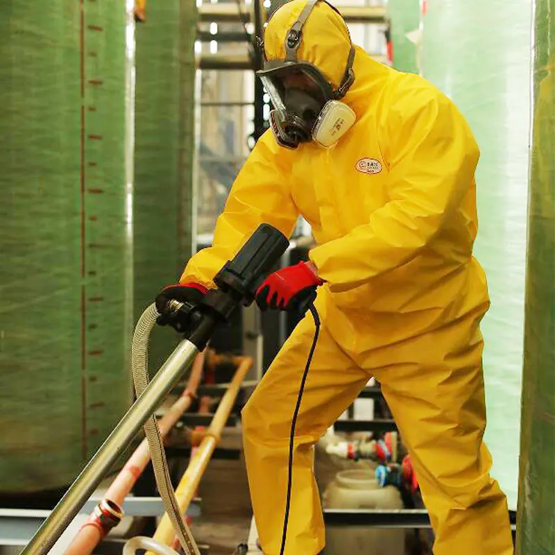 Type 3B/Type 4B Konzer Brand Yellow HDPE Disposable  Protective Hazmat-suit Nonwoven Chemical Coverall pink Mechanic Coveralls