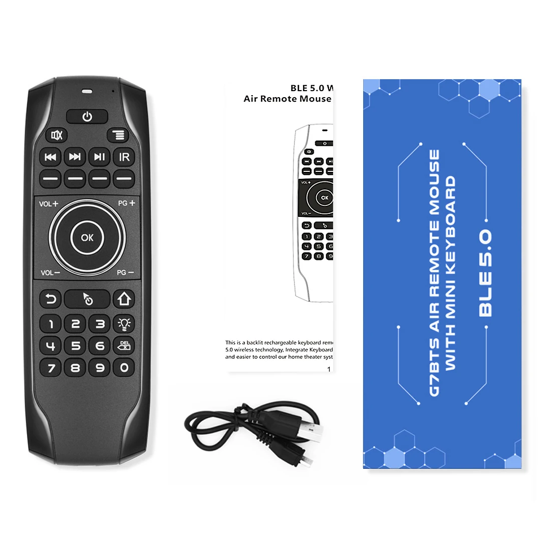 BLE 5.0 Air Remote Mouse with Mini Keyboard G7BTS for Smart TV, PC