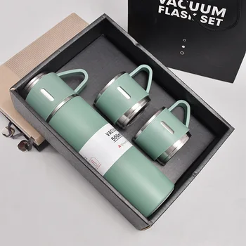 Vacuum Thermal Thermos Cup Flask 304 Stainless Steel Custom Logo Business Gift Box water bottle Set