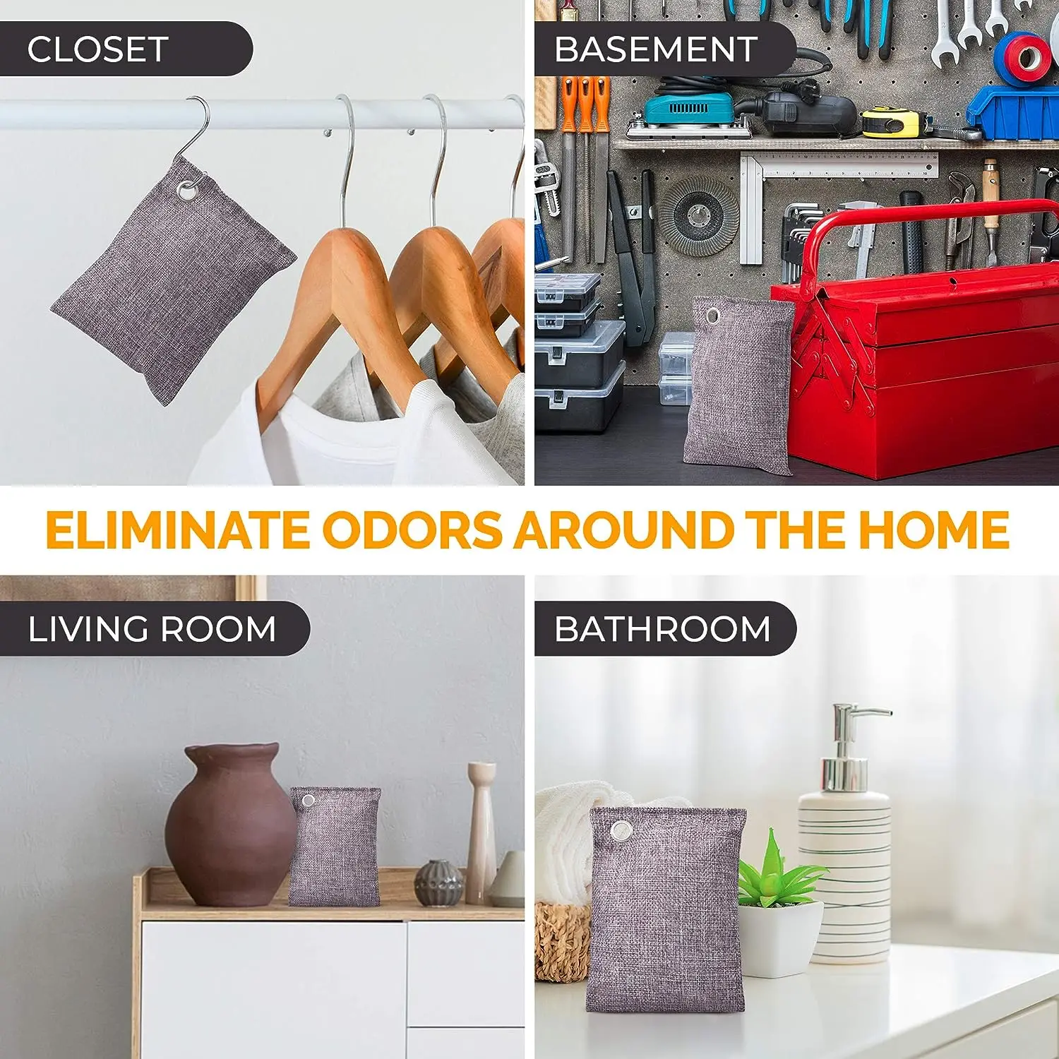 Lot 4 Sachets Purificateurs D'air Charbon De Bambou Activé – Anti-odeurs & Anti-humidité | Maison, Voiture, Placard, Sdb