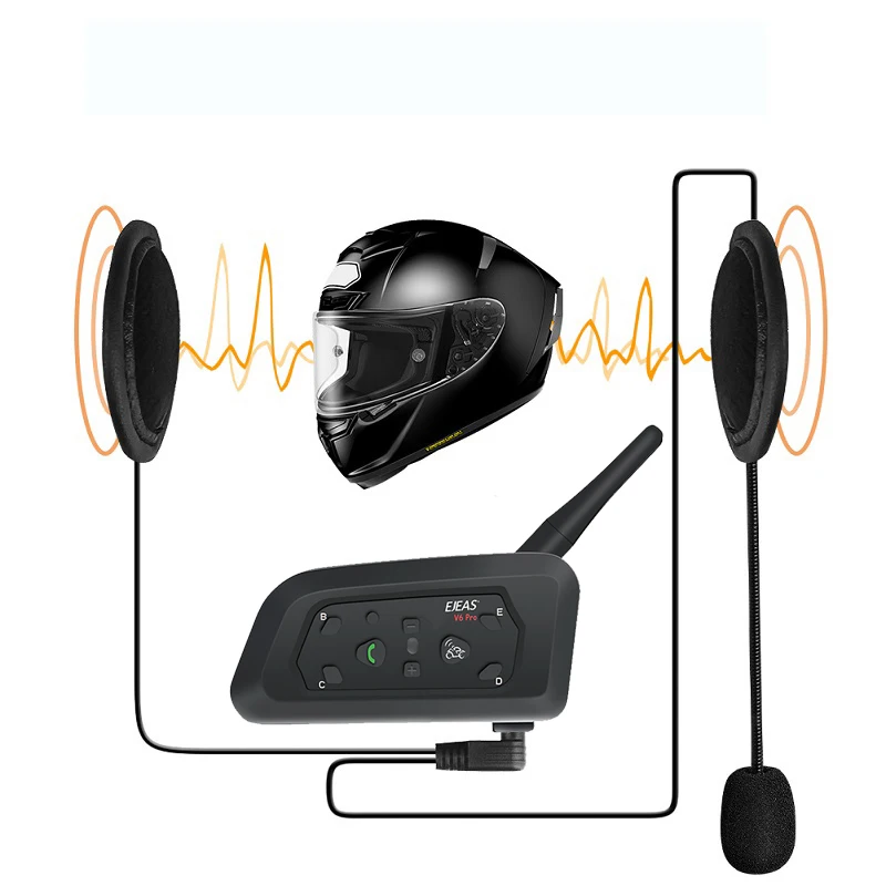EJEAS V6 Pro Motorcycle Bluetooth Intercom 800m Communication System with  Helmet Headset