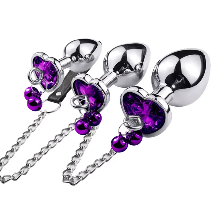 3 PCS Crystal Jewelry Anal Plug Trainer Kit Sex Toy Restraints Traction Chain with Metal Butt Plug Bell Anal Sex Toys 3 PCS Crystal Jewelry Anal Plug Trainer Kit Sex Toy Restraints Traction Chain with Metal Butt Plug Bell Anal Sex Toys