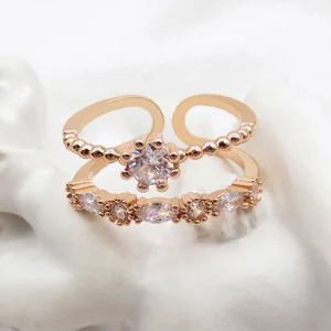 New Fashion Double-Layer Women's Bracelet with Super Flash Zircon Ring Gold Plated Copper in Niche Color-Free for Weddings