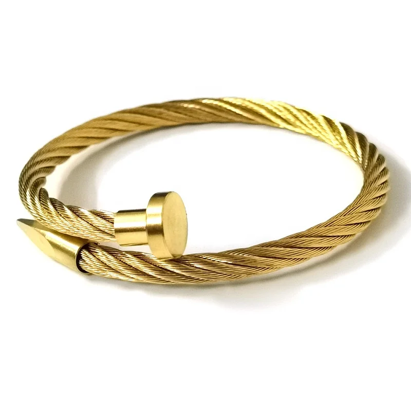 NTRUXZP Bracciale Rigido Unisex In Acciaio Inossidabile Placcato Oro 18K - Forma Ellittica Aperta Regolabile - Confezione Regalo