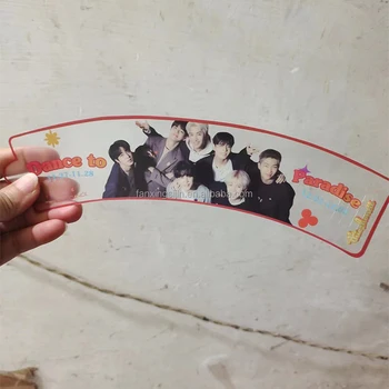 Custom kpop cupsleeve transparent clear plastic PVC cupsleeve cup sleeve for Idol event birthday gifts