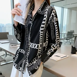 New Women's Casual Wear Casual Vacation Versatile Fashion Button-Up Blouse Shirt for Women Retro Chiffon Lady's Shirt