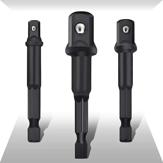 MOYOTEC 3PCS Impact Grade Black Phosphating Socket Adapter Set 65mm 1/4'' 3/8'' 1/2'' Socket Adapter