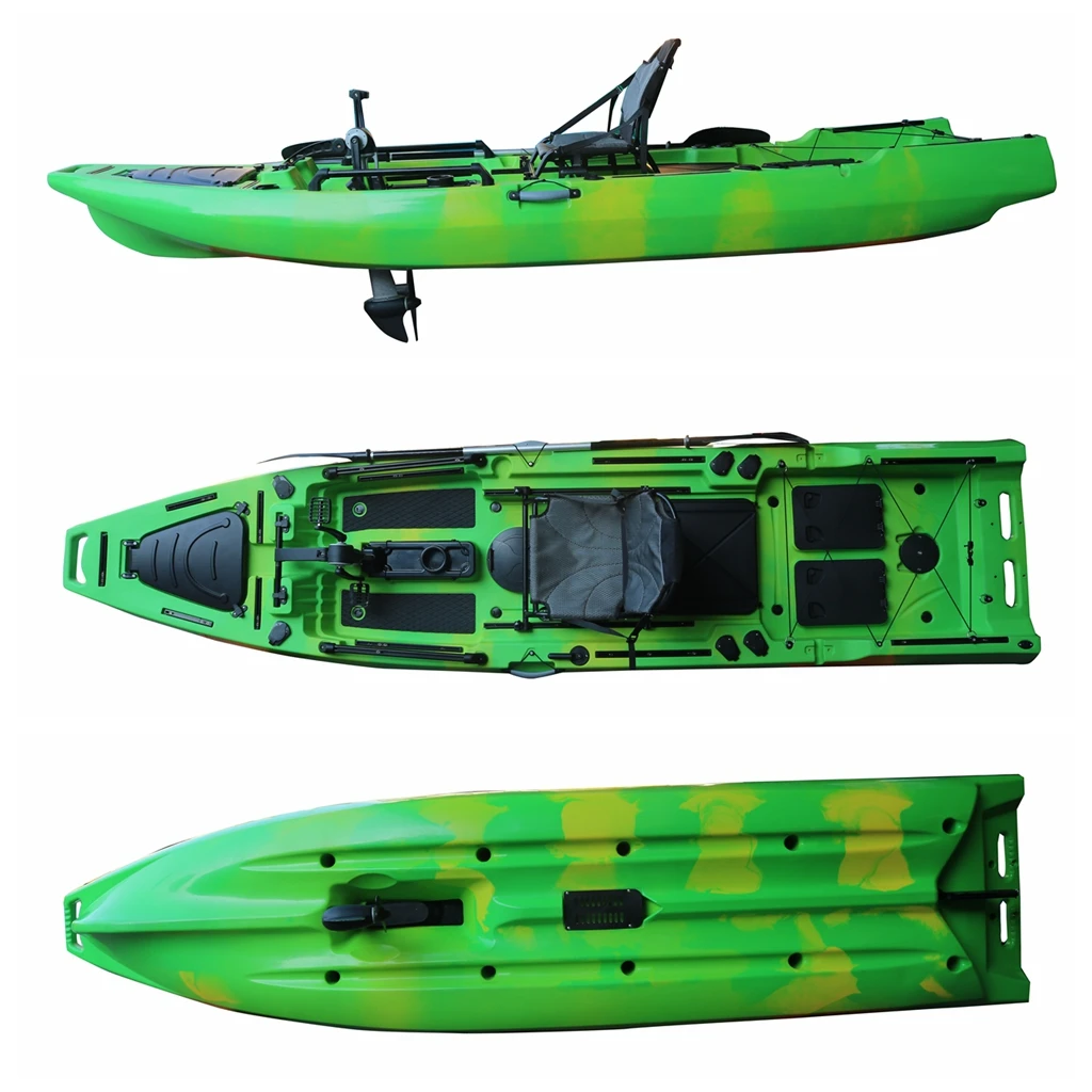 Vicking 12.5ft Fishing Boat Pedal Drive Kayak with Electric Trolling Jet Motor Engine Lldpe Material Hard Plastic for Sale