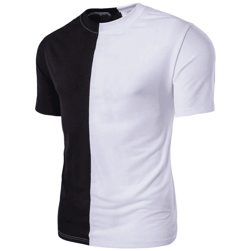 Custom Colors Men Split Two Tone Color Block Half Black Half White T Shirt With Custom Logo Buy Half Black Half White T Shirt Custom Design Logo Dry Running T Shirt Product On