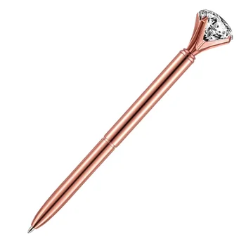 Hot Sale Custom Logo Colorful Luxury Diamond Top Ball Pen Promotional Advertising Aluminum Blue Ink Personalised Metal Pens