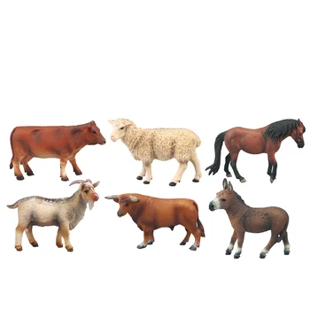 High Simulation Decoration Ox, Cow, Goat, Sheep, Horse, Donkey Animal Figure Solid PVC Small Plastic Farm Animal Model