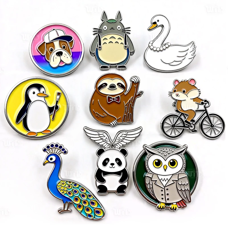 Aangepast Ontwerp Aangepaste Hoge Enamele Speld Cartoon Anime Dier Metalen Speldjes UV-afdruk Gieting Goudplated Leuke Mode Kleding