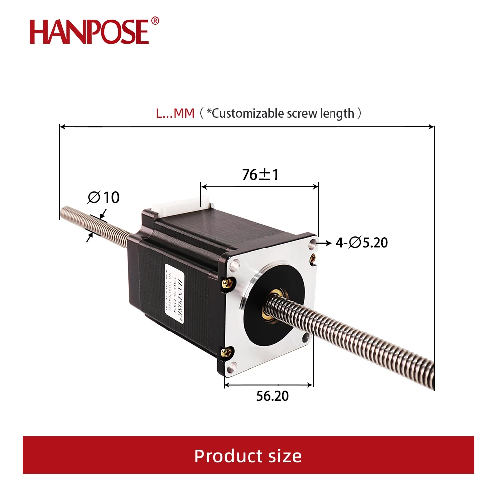 product hanpose 57ha76 t104 300mm 28a 189ncm through stepper motor suitable for cnc milling machine  lead screw stepper motor nema 23-8